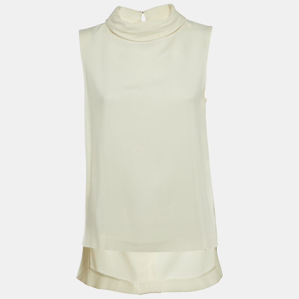 Joseph Off White Crepe Sleeveless Turtle Neck Top M Joseph Off White Crepe Sleeveless Turtle Neck Top M