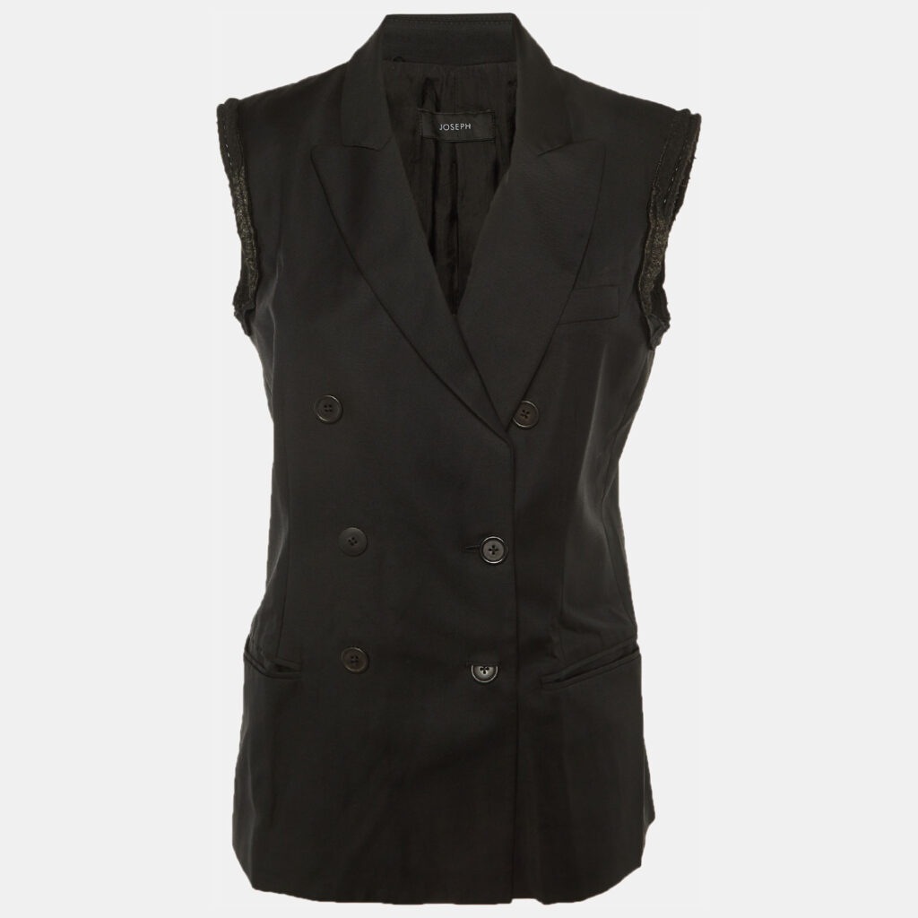 Joseph Black Wool Double Breasted Vest Blazer L
