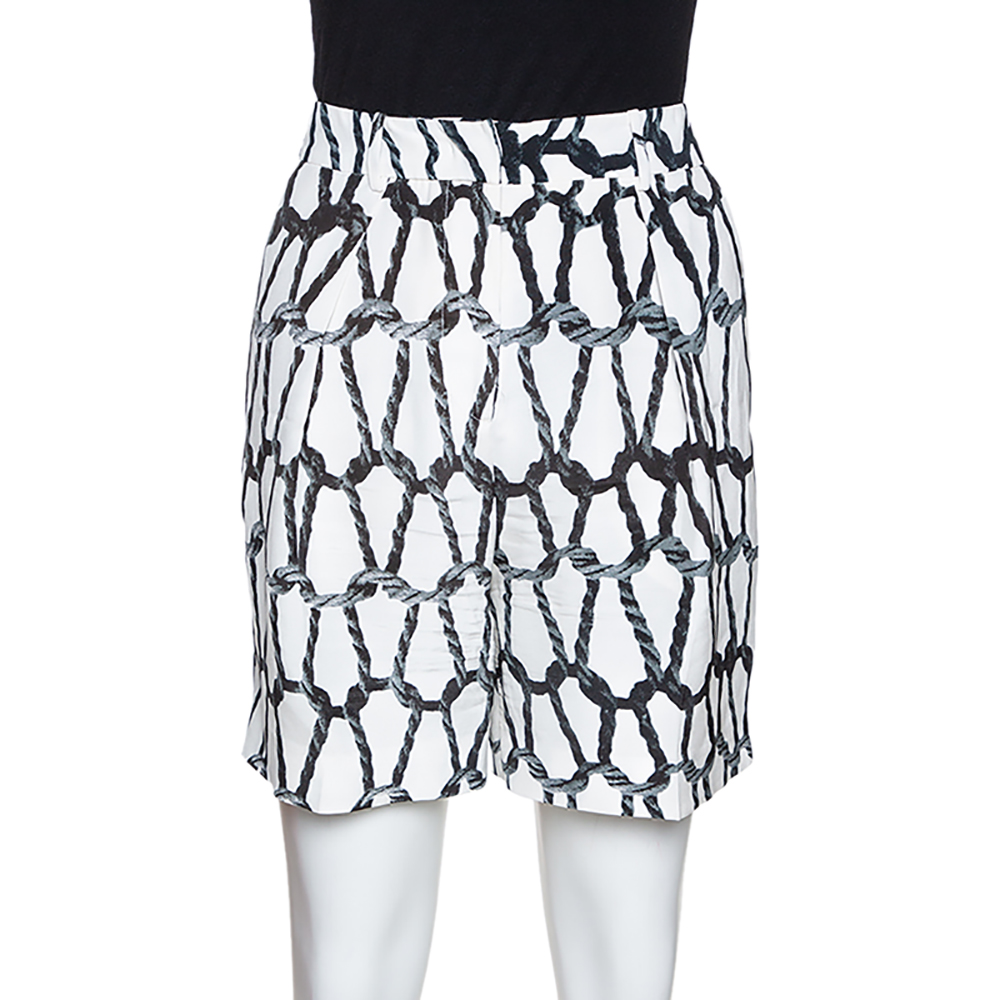 Joseph Monochrome Rope Printed Silk Shorts M