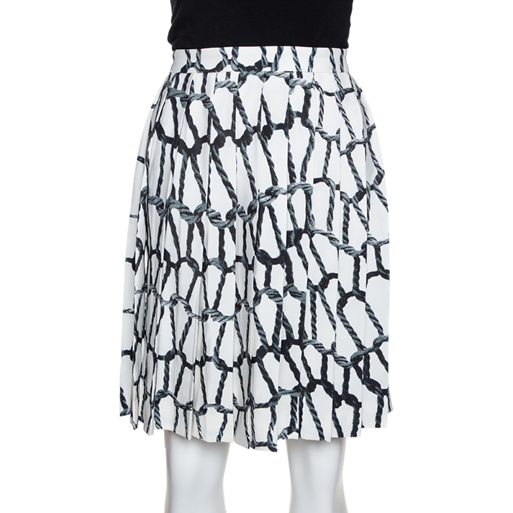 Joseph Monochrome Rope Printed Silk Pleated Skirt M Joseph Monochrome Rope Printed Silk Pleated Skirt M