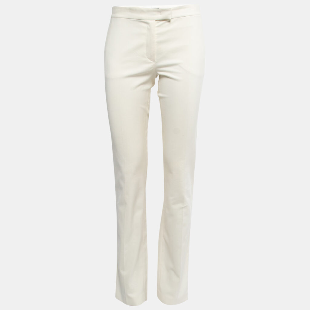 luxury-women-joseph-used-clothes-p820246-001-1.jpg Joseph Cream Stretch Cotton Slim Fit Trousers S
