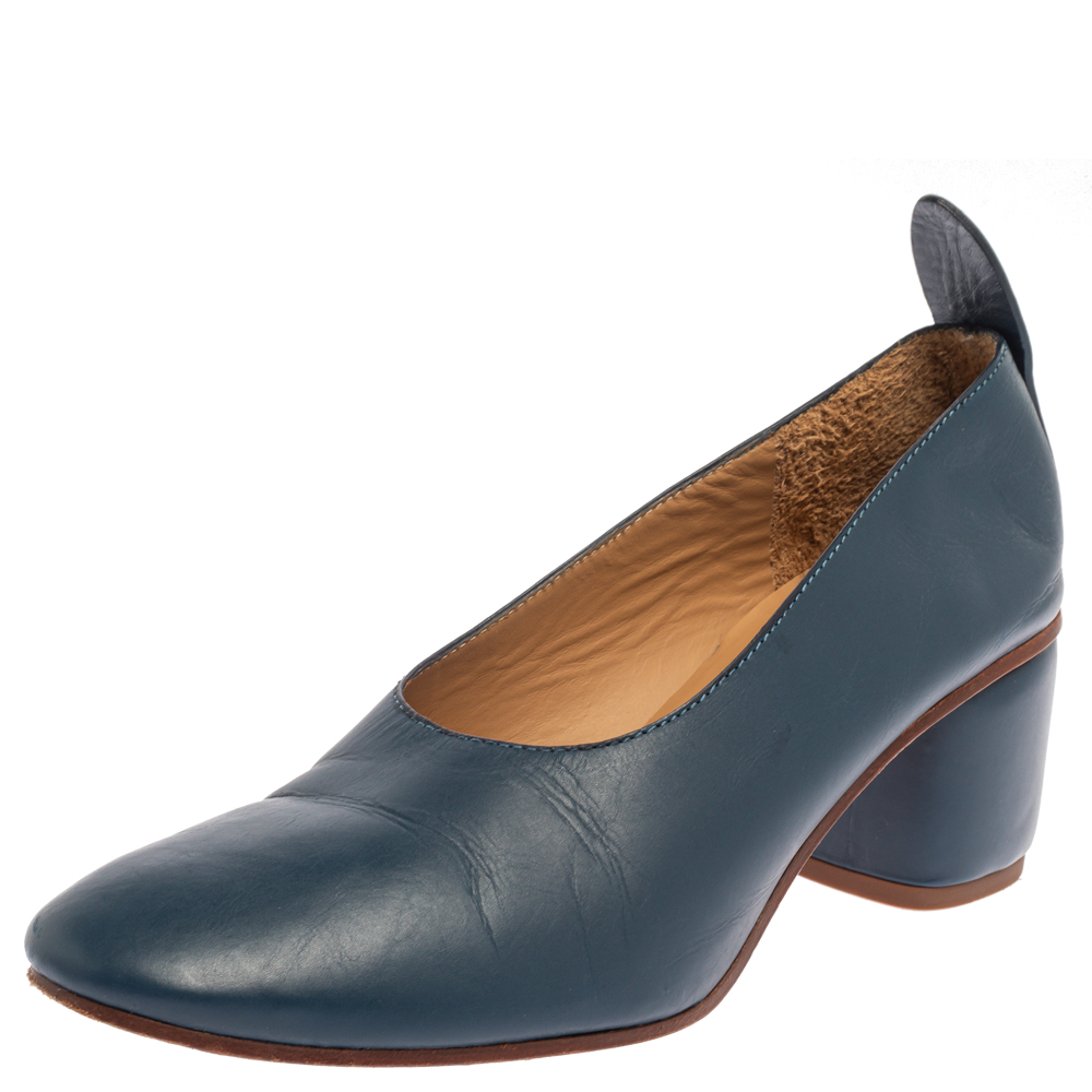 Joseph Blue Leather Block Heel Pumps Size 38.5 Joseph Blue Leather Block Heel Pumps Size 38.5