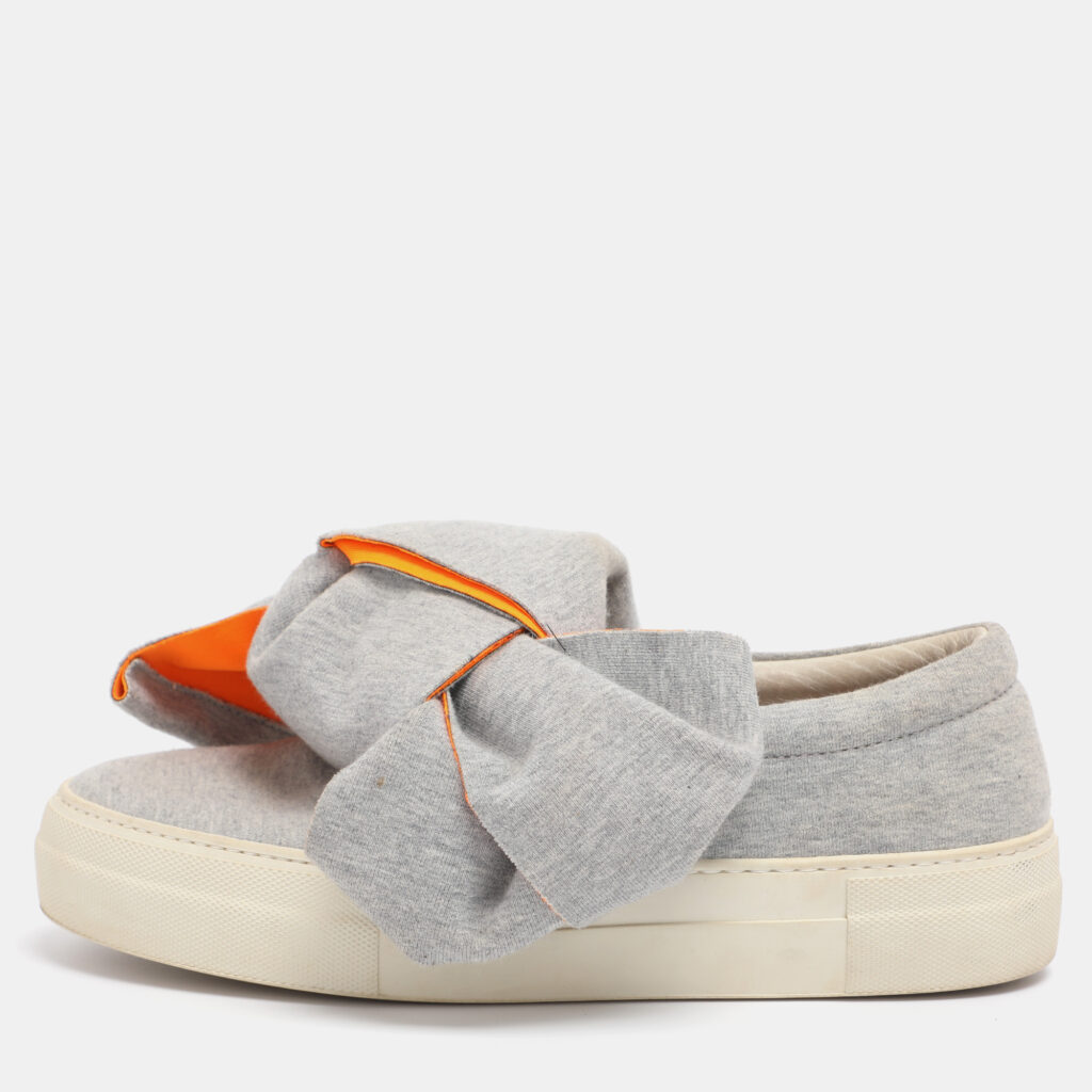 Joshua Sanders Grey Knit Fabric Bow Slip On Sneakers Size 38 Joshua Sanders Grey Knit Fabric Bow Slip On Sneakers Size 38
