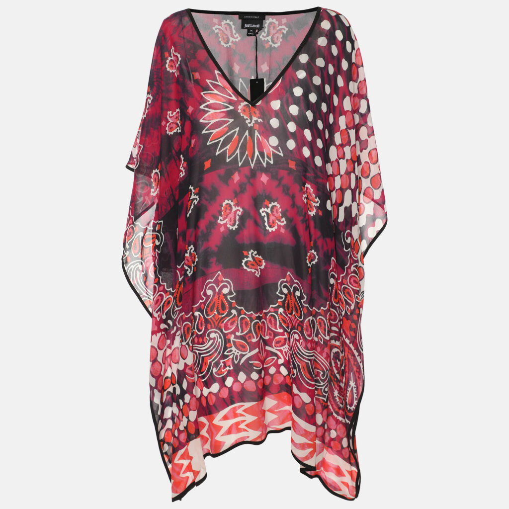 Just Cavalli Multicolor Archive Print Chiffon Kaftan Tops M