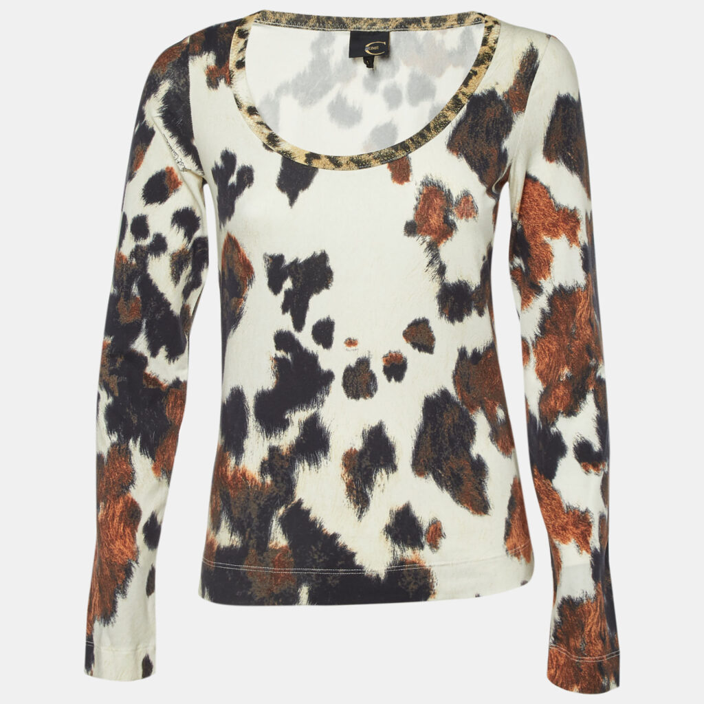 luxury-women-just-cavalli-used-clothes-p1189510-008.jpg Just Cavalli White Printed Cotton Long Seeve T-Shirt L