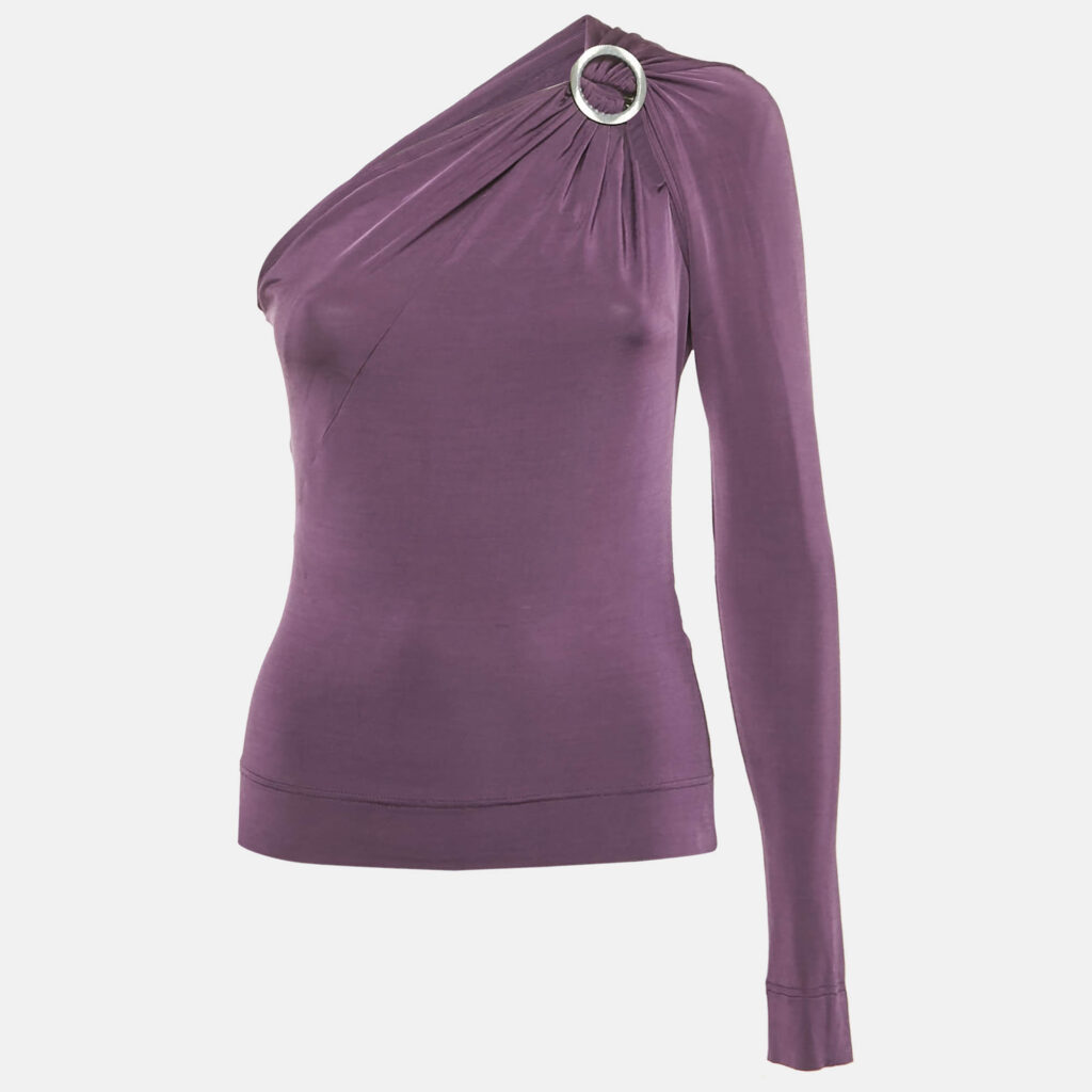Just Cavalli Purple Jersey One Shoulder Top M