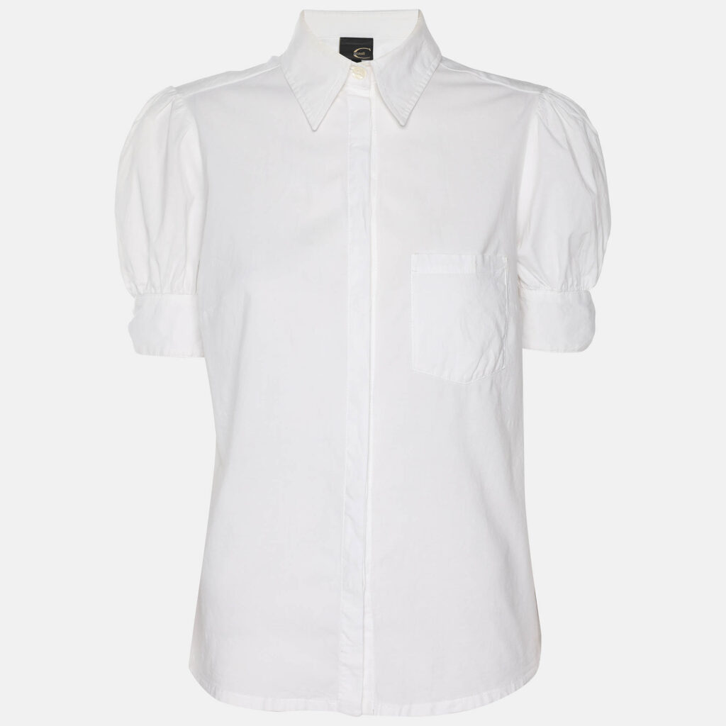 Just Cavalli White Cotton Button Front Top M Just Cavalli White Cotton Button Front Top M