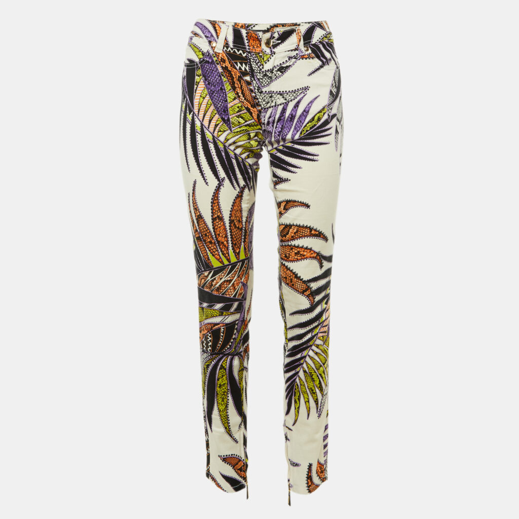 Just Cavalli White Scale Leaf Print Denim Skinny Jeans M/Waist 32" Just Cavalli White Scale Leaf Print Denim Skinny Jeans M/Waist 32"
