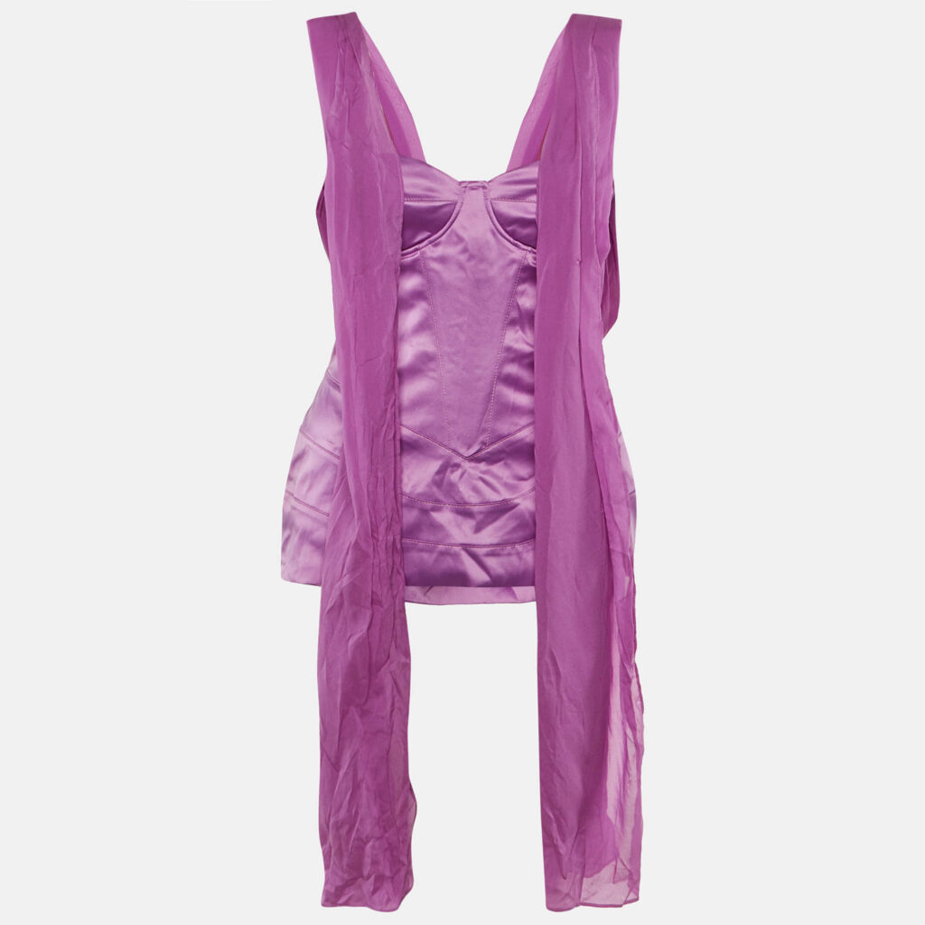 Just Cavalli Purple Satin Detachable Drape Corset Top M