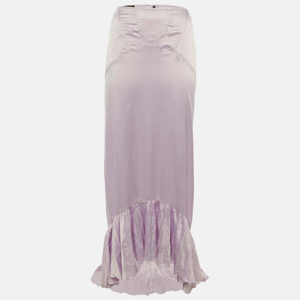 Just Cavalli Lavender Satin Asymmetric Hem Maxi Skirt L Just Cavalli Lavender Satin Asymmetric Hem Maxi Skirt L