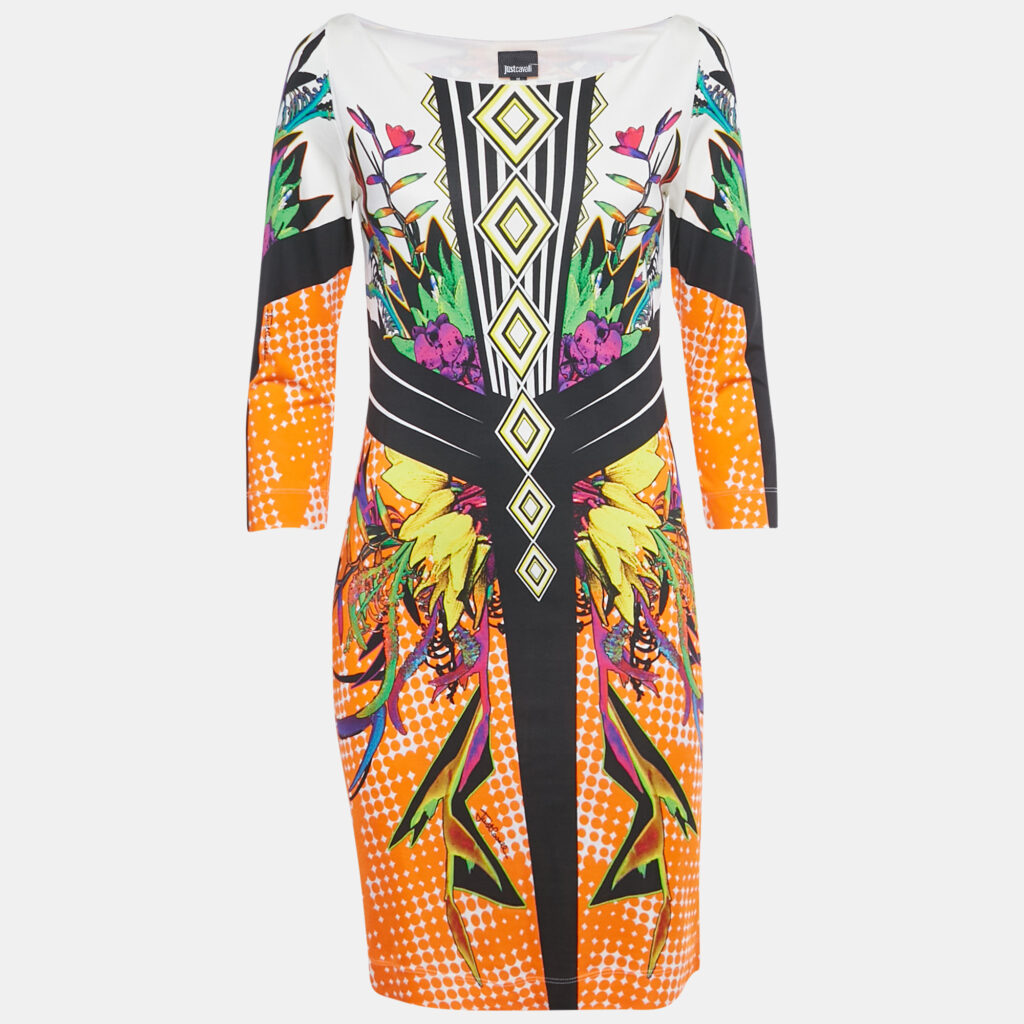 luxury-women-just-cavalli-used-clothes-p1244814-002-1.jpg Just Cavalli Orange Printed Jersey Mini Dress M