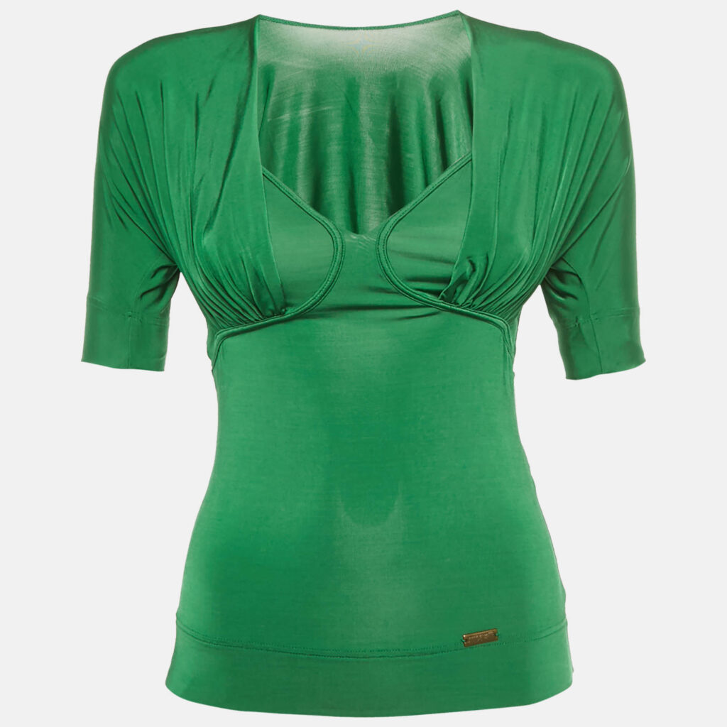 Just Cavalli Green Jersey Layered Blouse XS Just Cavalli Green Jersey Layered Blouse XS