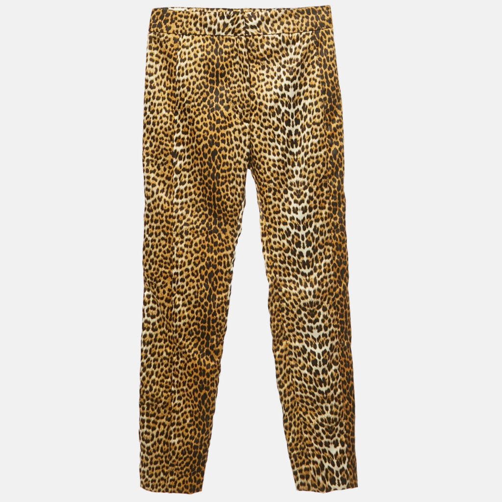 Just Cavalli Yellow Leopard Print Satin Trousers S Just Cavalli Yellow Leopard Print Satin Trousers S