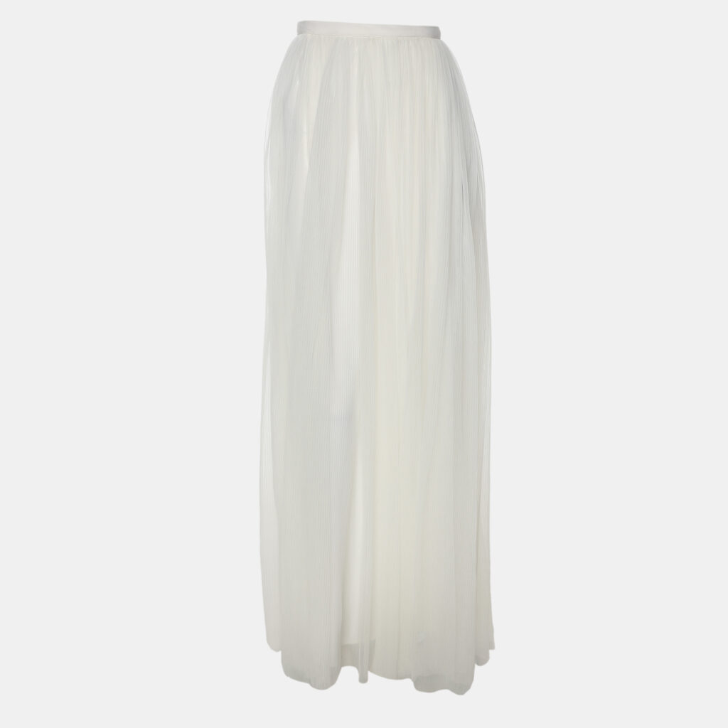 Kage Off White Knit Fabric Pleated Maxi Skirt S Kage Off White Knit Fabric Pleated Maxi Skirt S