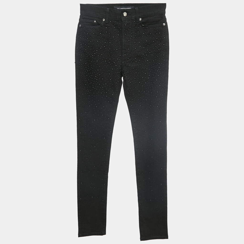 Karl Lagerfeld Black Studded Denim Skinny Jeans S Waist 27"