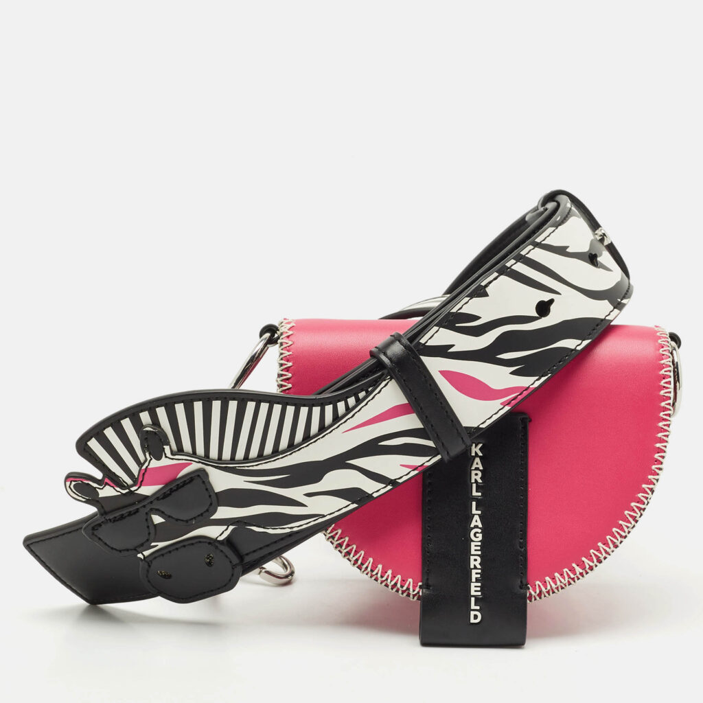 Karl Lagerfeld Pink/Black Leather K/Karlimals Crossbody Bag