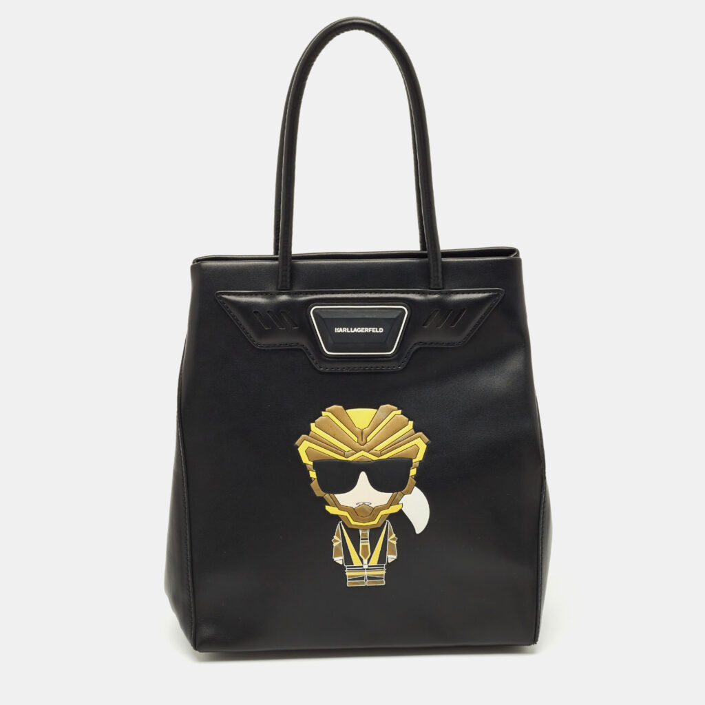 Karl Lagerfeld Black Leather K/Heros Tote Karl Lagerfeld Black Leather K/Heros Tote