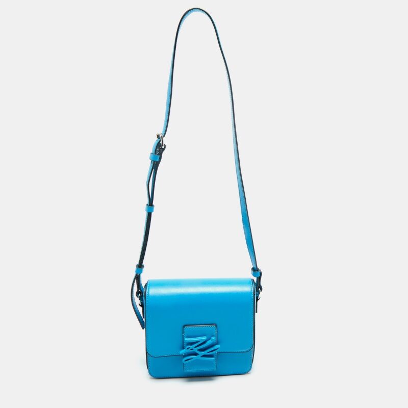 Karl Lagerfeld Blue Leather K/Autograph Crossbody Bag Karl Lagerfeld Blue Leather K/Autograph Crossbody Bag