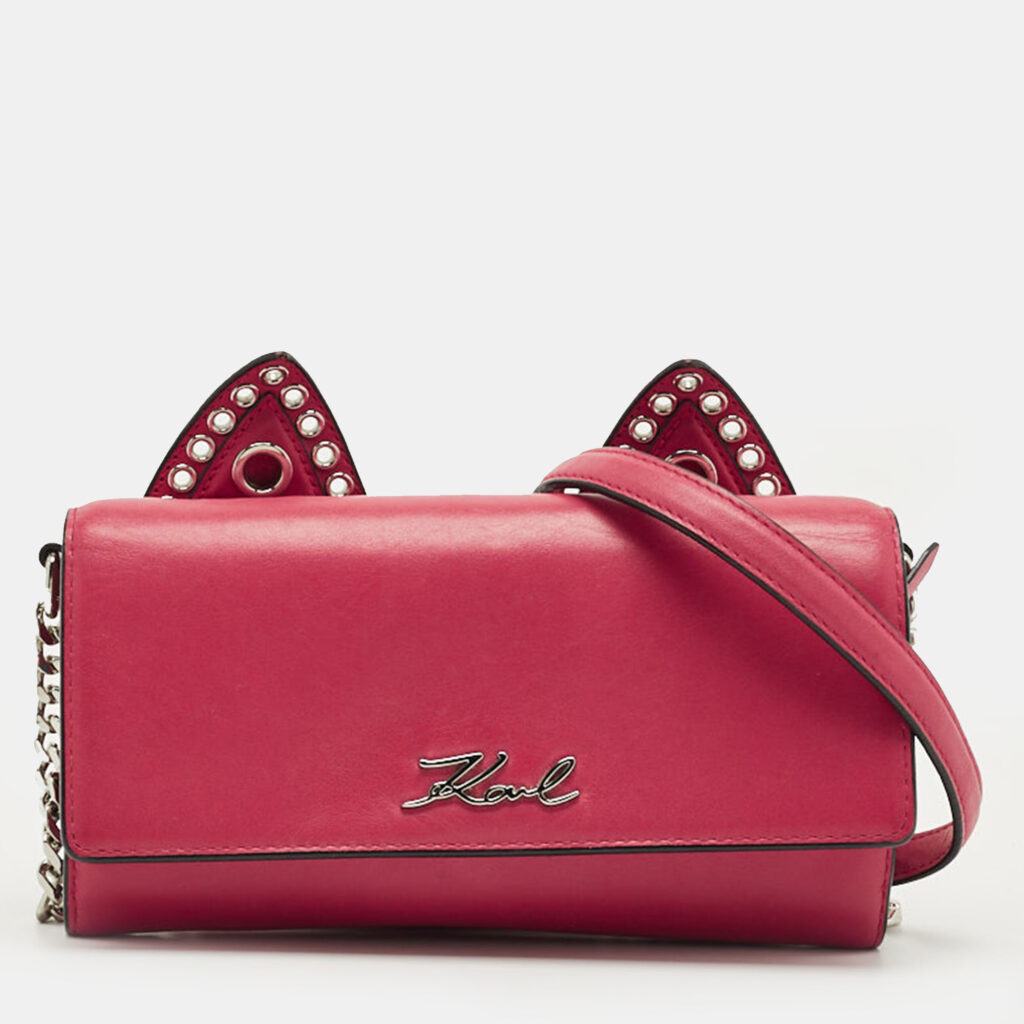 Karl Lagerfeld Red Leather K/Rocky Choupette Crossbody Bag Karl Lagerfeld Red Leather K/Rocky Choupette Crossbody Bag