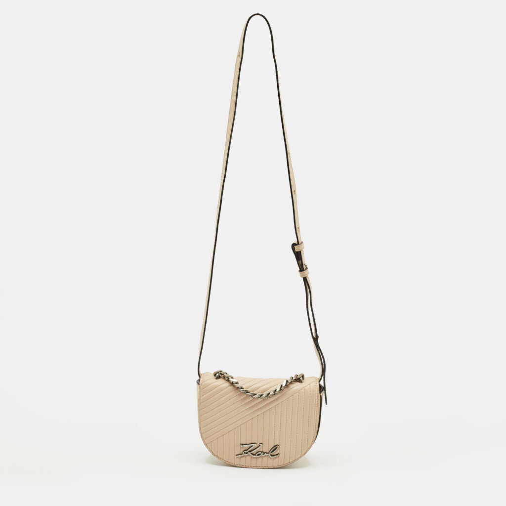 Karl Lagerfeld Light Beige Quilted Leather K/Signature Convertible Belt Bag Karl Lagerfeld Light Beige Quilted Leather K/Signature Convertible Belt Bag