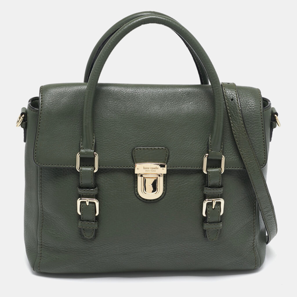 Kate Spade Olive Green Leather Lola Avenue Rollins Tote Kate Spade Olive Green Leather Lola Avenue Rollins Tote