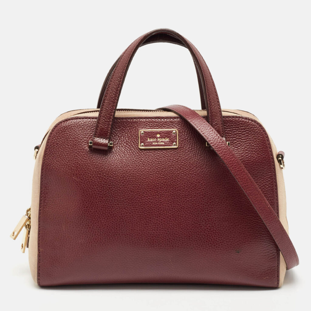 Kate Spade Burgundy/Beige Leather and Suede Satchel Kate Spade Burgundy/Beige Leather and Suede Satchel