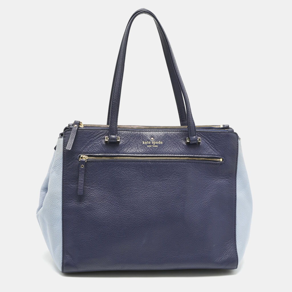 Kate Spade Two Tone Blue Leather Double Zip Tote Kate Spade Two Tone Blue Leather Double Zip Tote