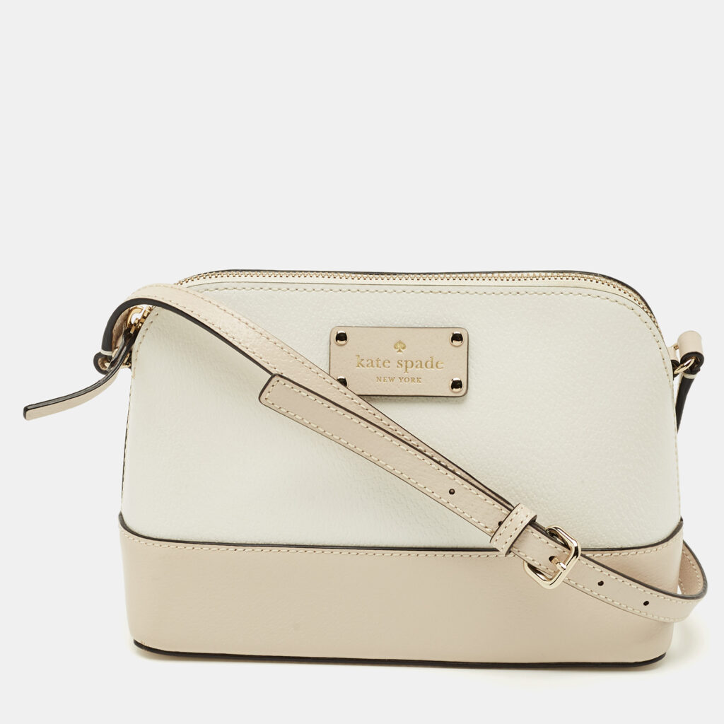 Kate Spade White/Beige Leather Bay Street Hanna Crossbody Bag Kate Spade White/Beige Leather Bay Street Hanna Crossbody Bag