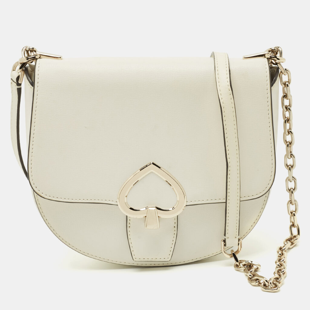 Kate Spade White Leather Robyn Saddle Crossbody Bag Kate Spade White Leather Robyn Saddle Crossbody Bag