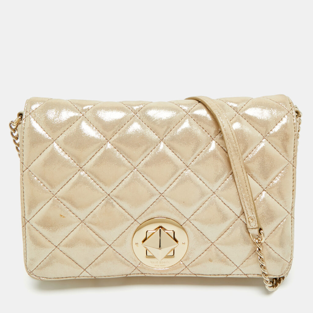 Kate Spade Gold Shimer Suede Chain Shoulder Bag Kate Spade Gold Shimer Suede Chain Shoulder Bag