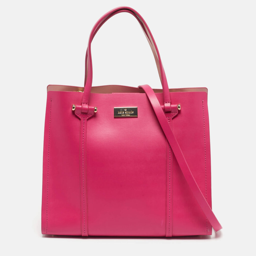 luxury-women-kate-spade-used-handbags-p1219912-012-1.jpg Kate Spade Fuchsia Leather Small Arbour Hill Elodie Tote