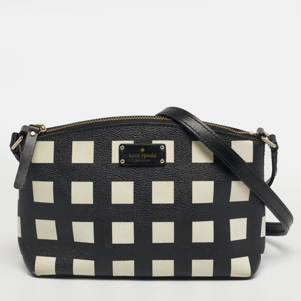 Kate Spade Black/White Leather Grove Street Millie Art Crossbody Bag