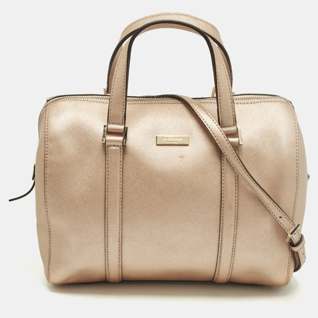 Kate Spade Newberry Lane Loden Metallic Peach Leather Satchel