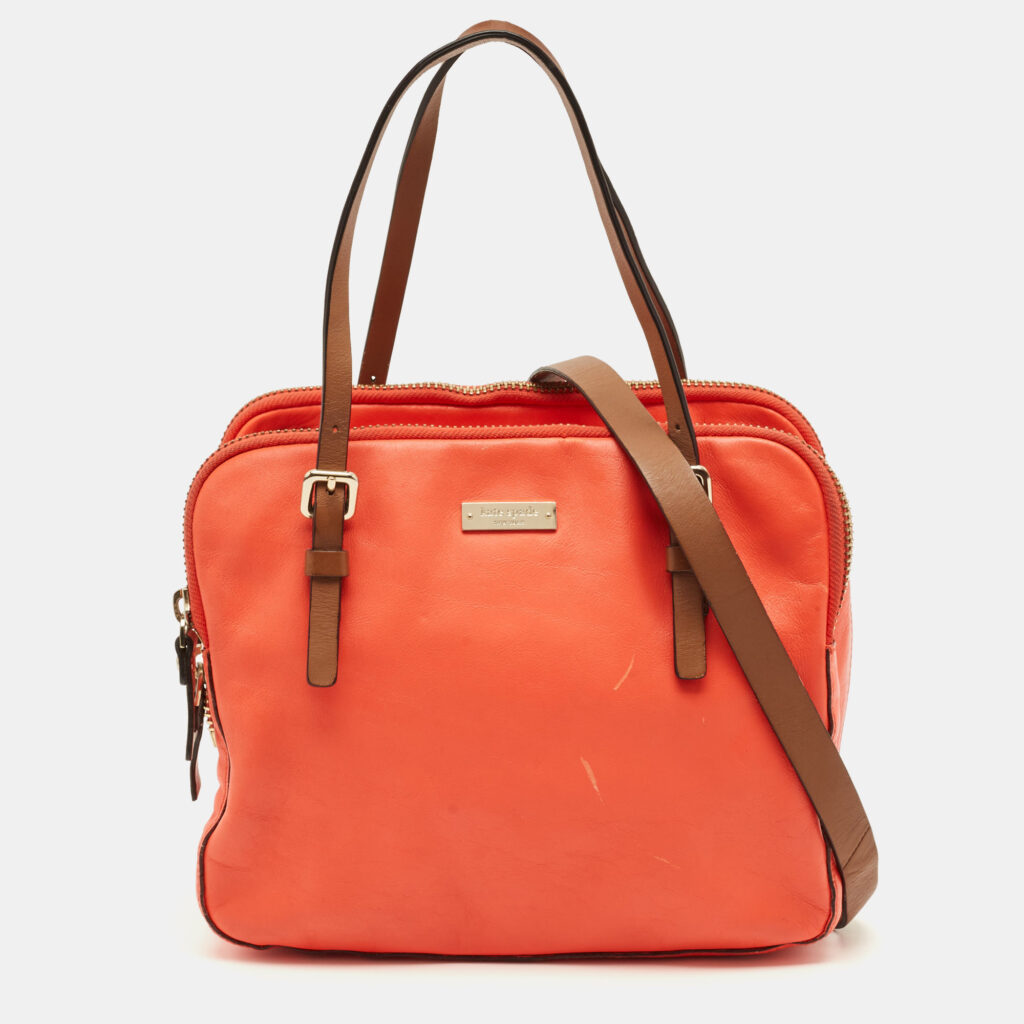 Kate Spade Coral Red Leather Multi Zip Satchel Kate Spade Coral Red Leather Multi Zip Satchel