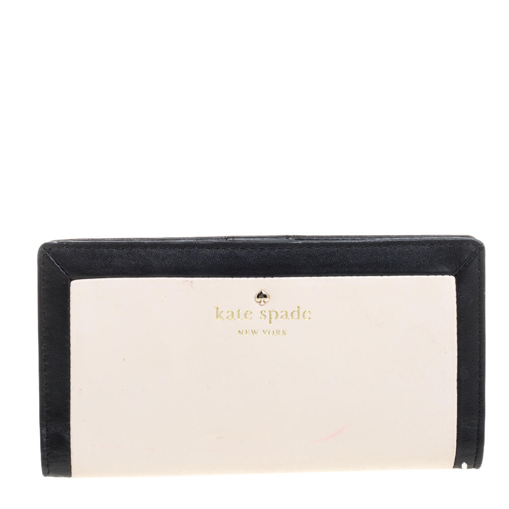 Kate Spade Pink/Black Leather Long Bifold Wallet Kate Spade Pink/Black Leather Long Bifold Wallet