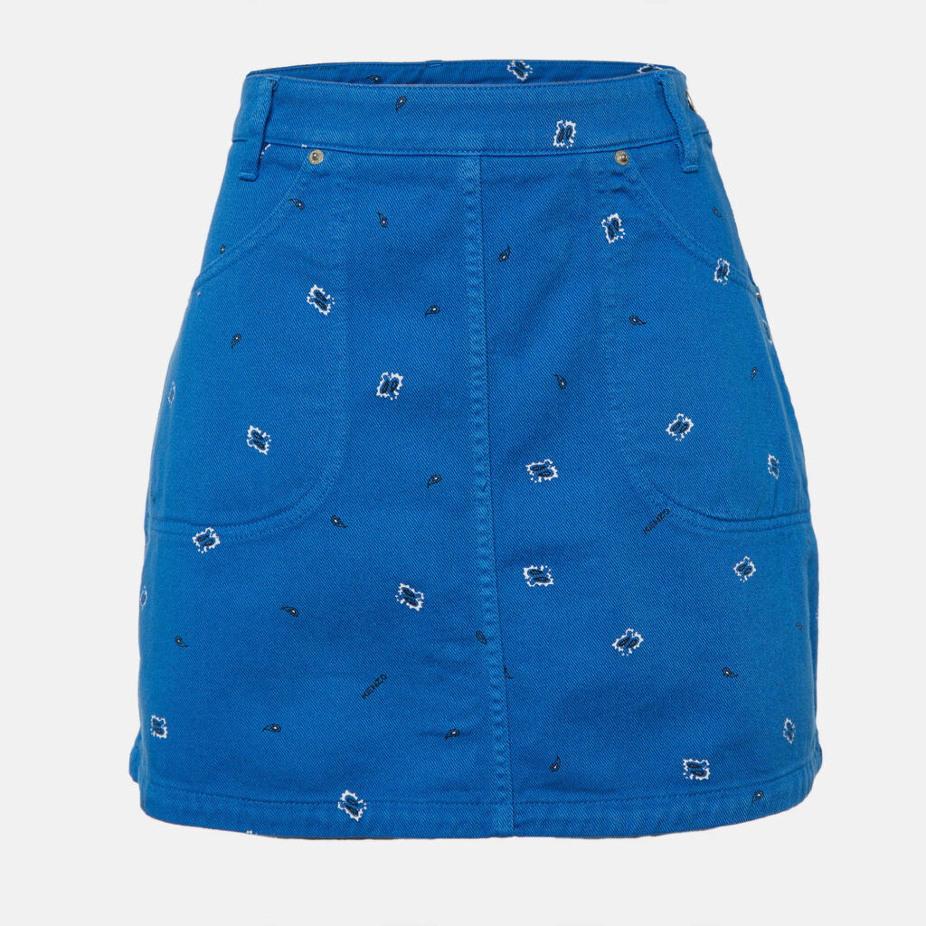Kenzo Blue Printed Denim Mini Skirt M Kenzo Blue Printed Denim Mini Skirt M