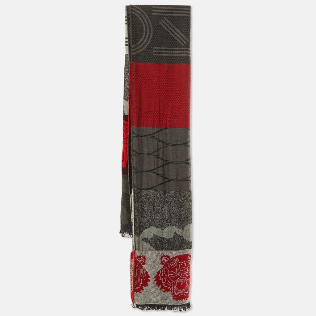 Kenzo Multicolor Logo Print Wool Blend Scarf Kenzo Multicolor Logo Print Wool Blend Scarf