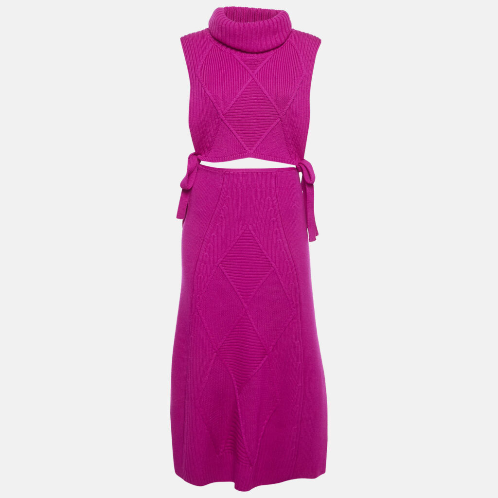 Kenzo Purple Cable Knit Turtle Neck Top & Maxi Skirt M Kenzo Purple Cable Knit Turtle Neck Top & Maxi Skirt M