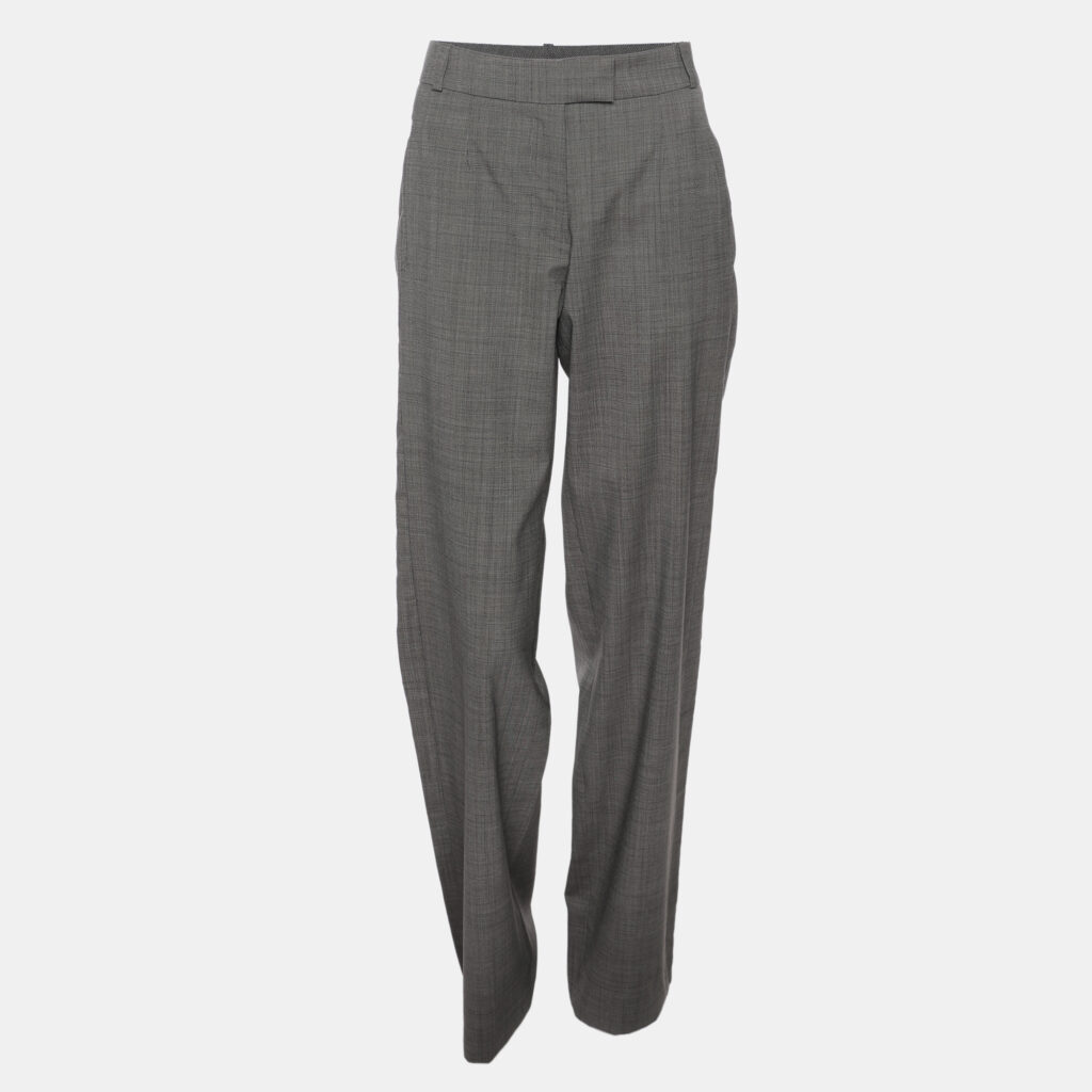 Kenzo Grey Wool Blend Wide Leg Trousers S