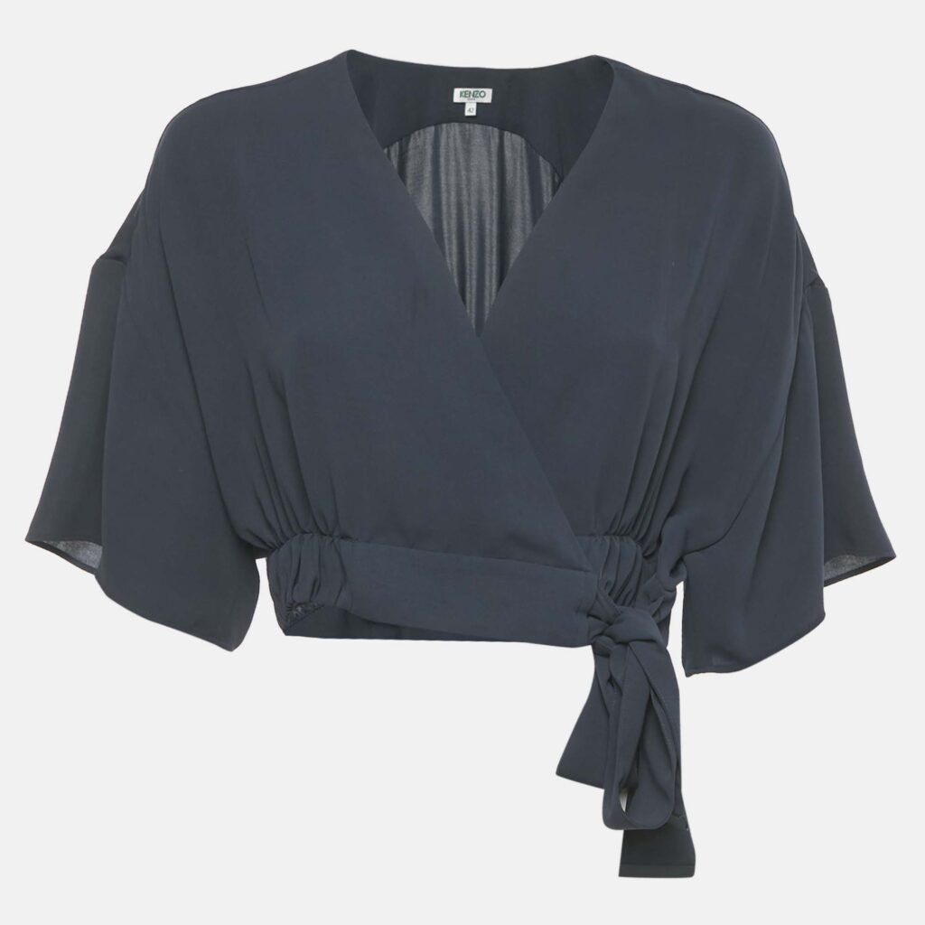 Kenzo Blue Chiffon Crop Top L