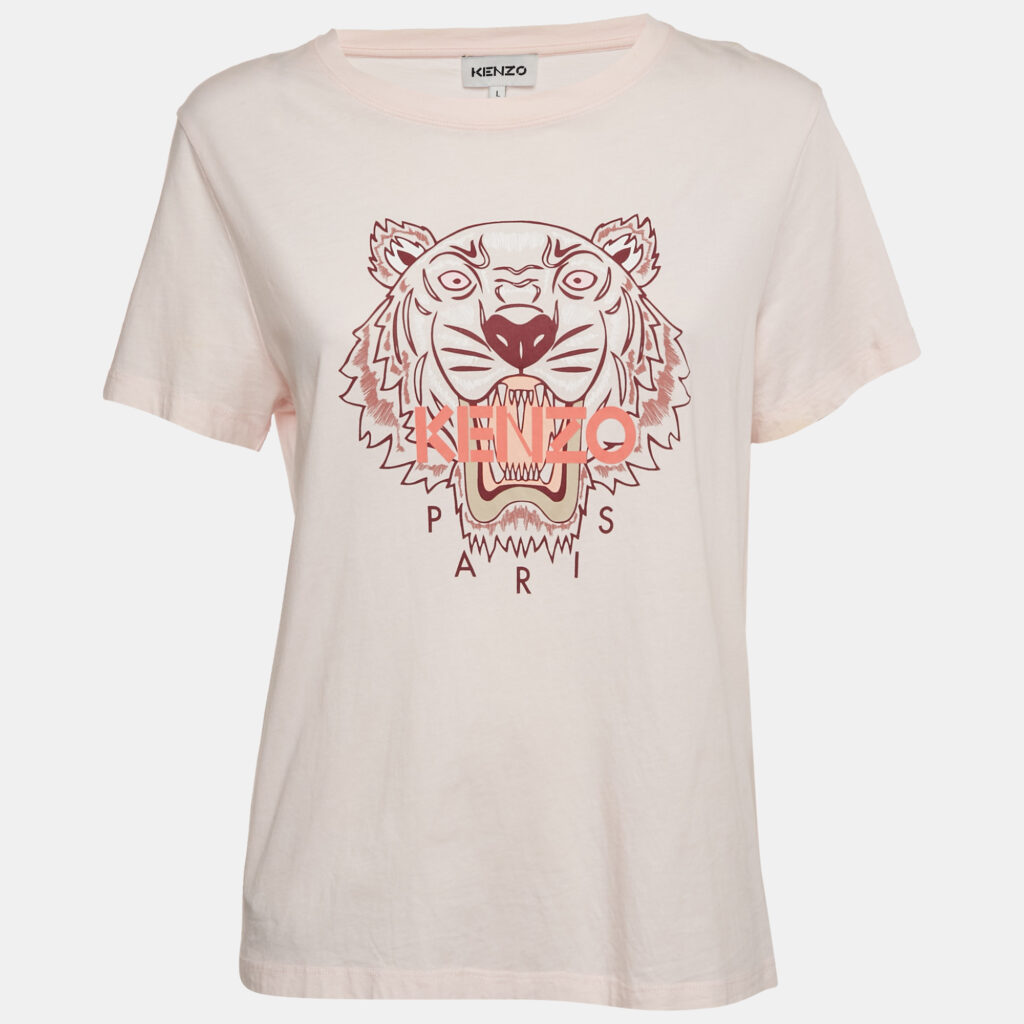 Kenzo Pink Tiger Print Jersey Crewneck T-Shirt L