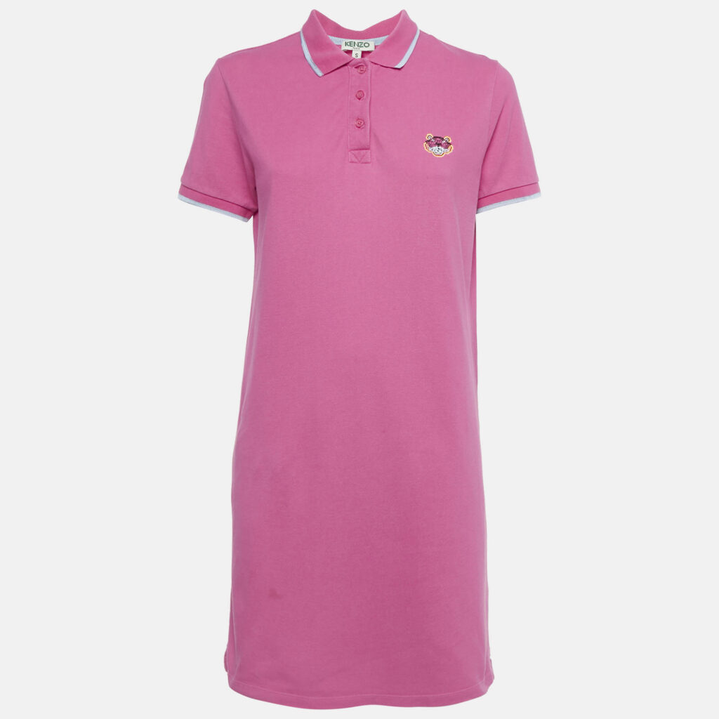 Kenzo Pink Logo Embroidered Cotton Polo T-Shirt S Kenzo Pink Logo Embroidered Cotton Polo T-Shirt S