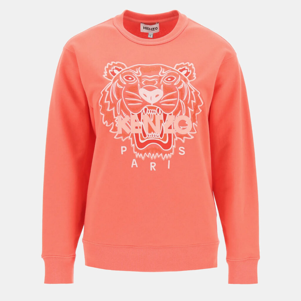 Kenzo Pink Tiger Logo Embroidered Cotton Sweatshirt L Kenzo Pink Tiger Logo Embroidered Cotton Sweatshirt L
