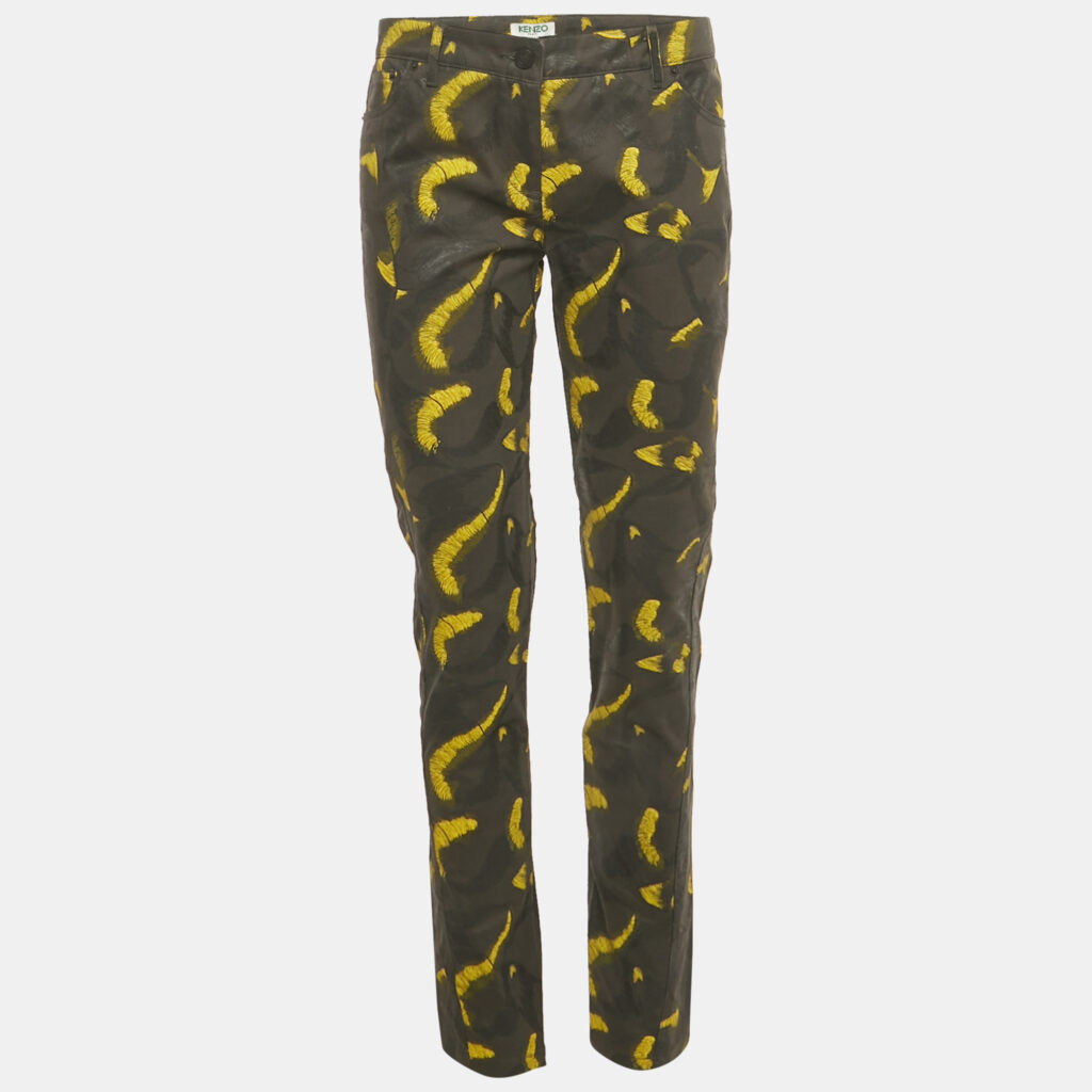 Kenzo Black Printed Cotton Pants M