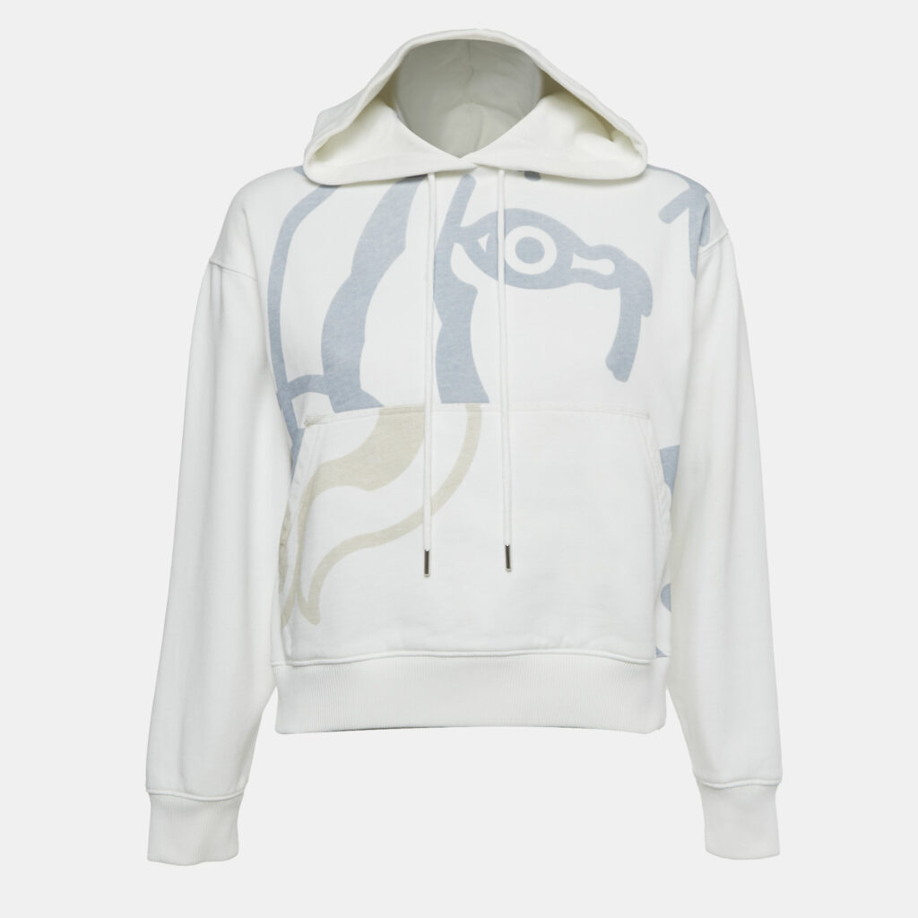 KENZO White Tiger Print Cotton Hooded Sweatshirt S
