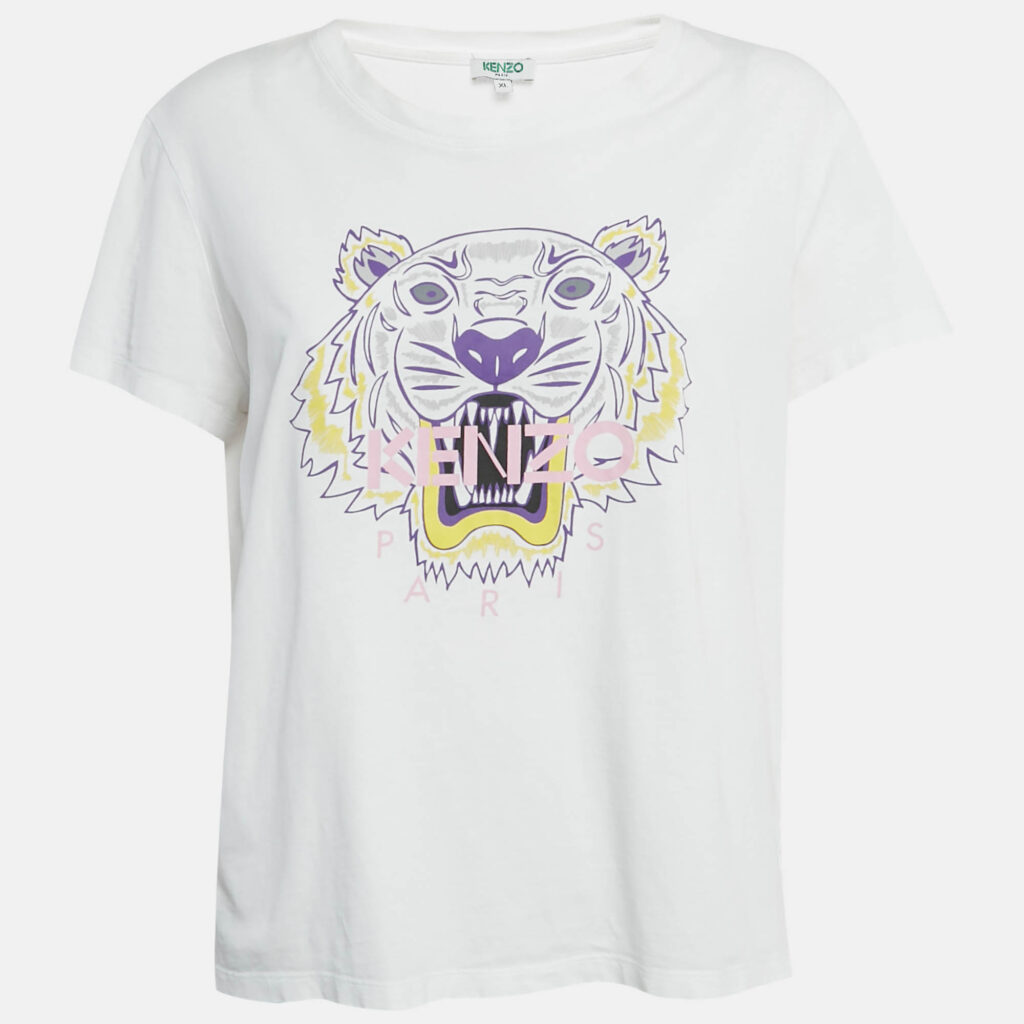 Kenzo White Tiger Logo Print Cotton T-Shirt XL Kenzo White Tiger Logo Print Cotton T-Shirt XL