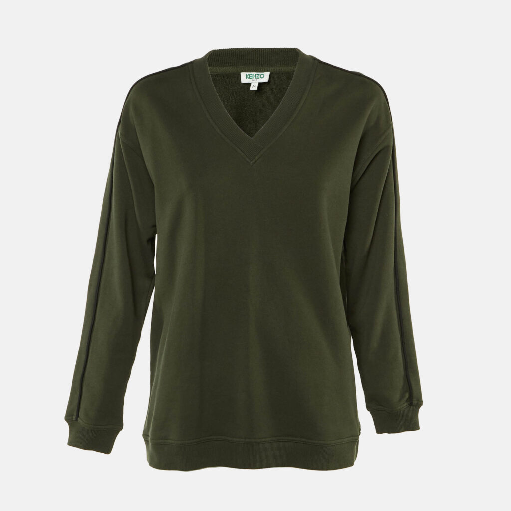 Kenzo Olive Green Logo Applique Cotton Sweatshirt M Kenzo Olive Green Logo Applique Cotton Sweatshirt M