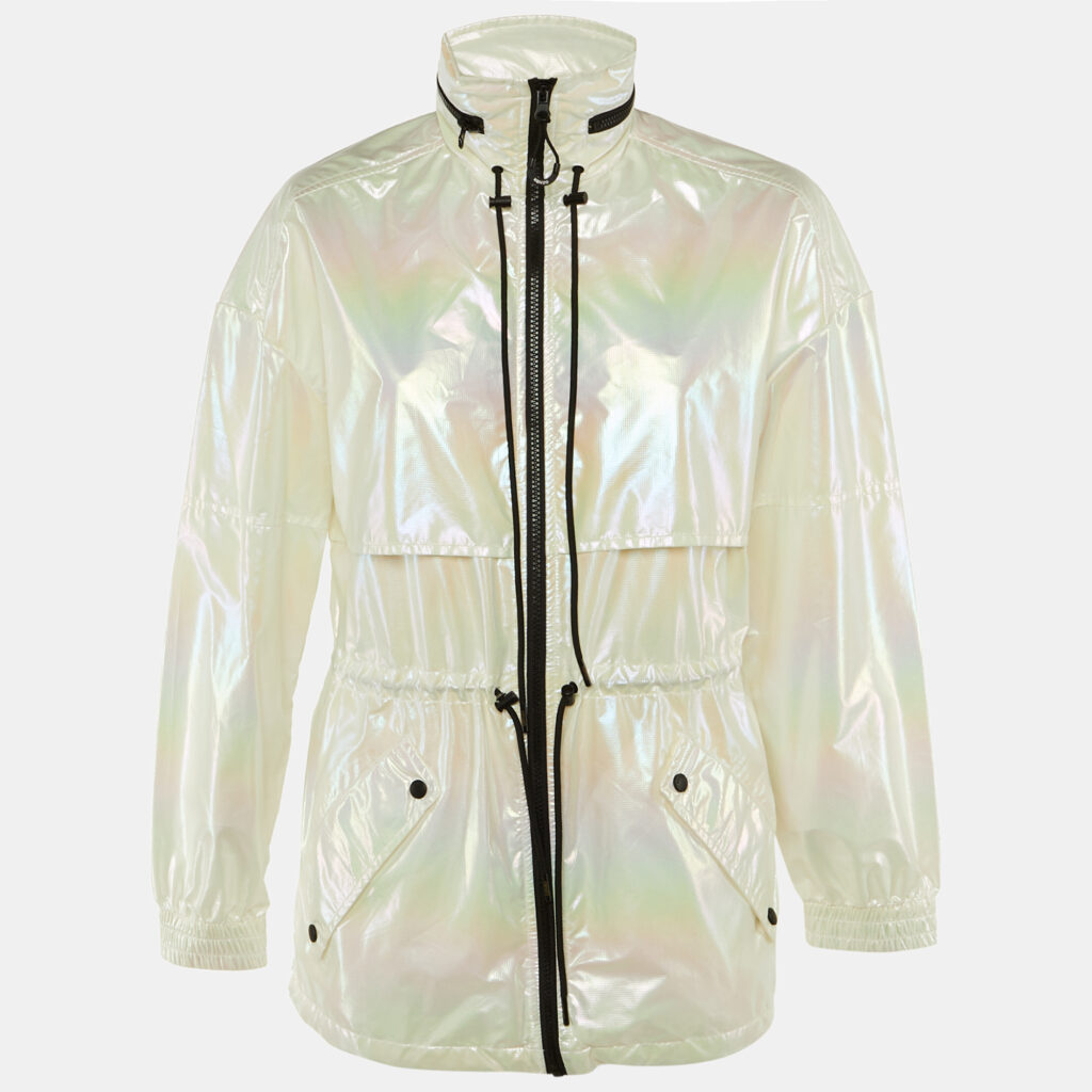 Kenzo Iridescent Logo Print Synthetic Concealed Hood Windbreaker Jacket M