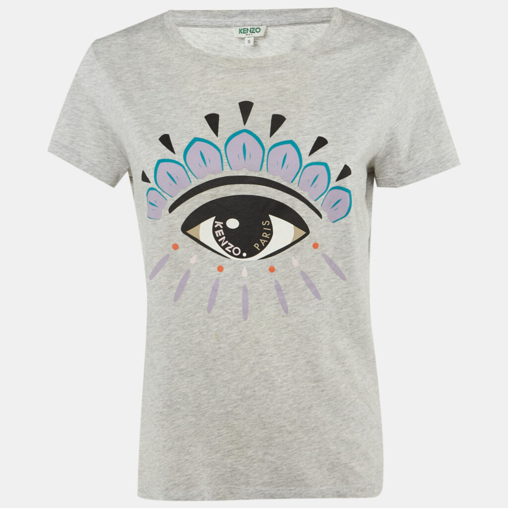 Kenzo Grey Eye Print Cotton T-Shirt S Kenzo Grey Eye Print Cotton T-Shirt S