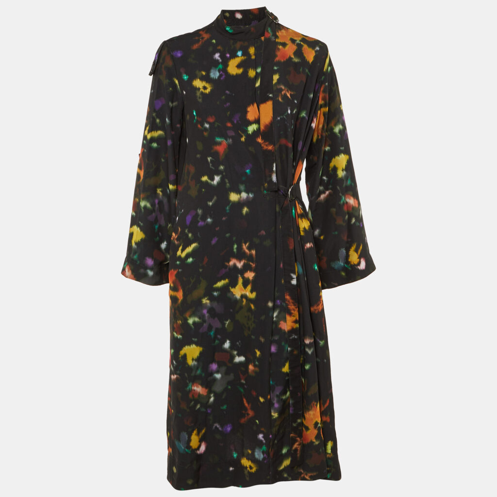 luxury-women-kenzo-used-clothes-p1244906-004-1.jpg Kenzo Black Printed Crepe Wrap Midi Dress M